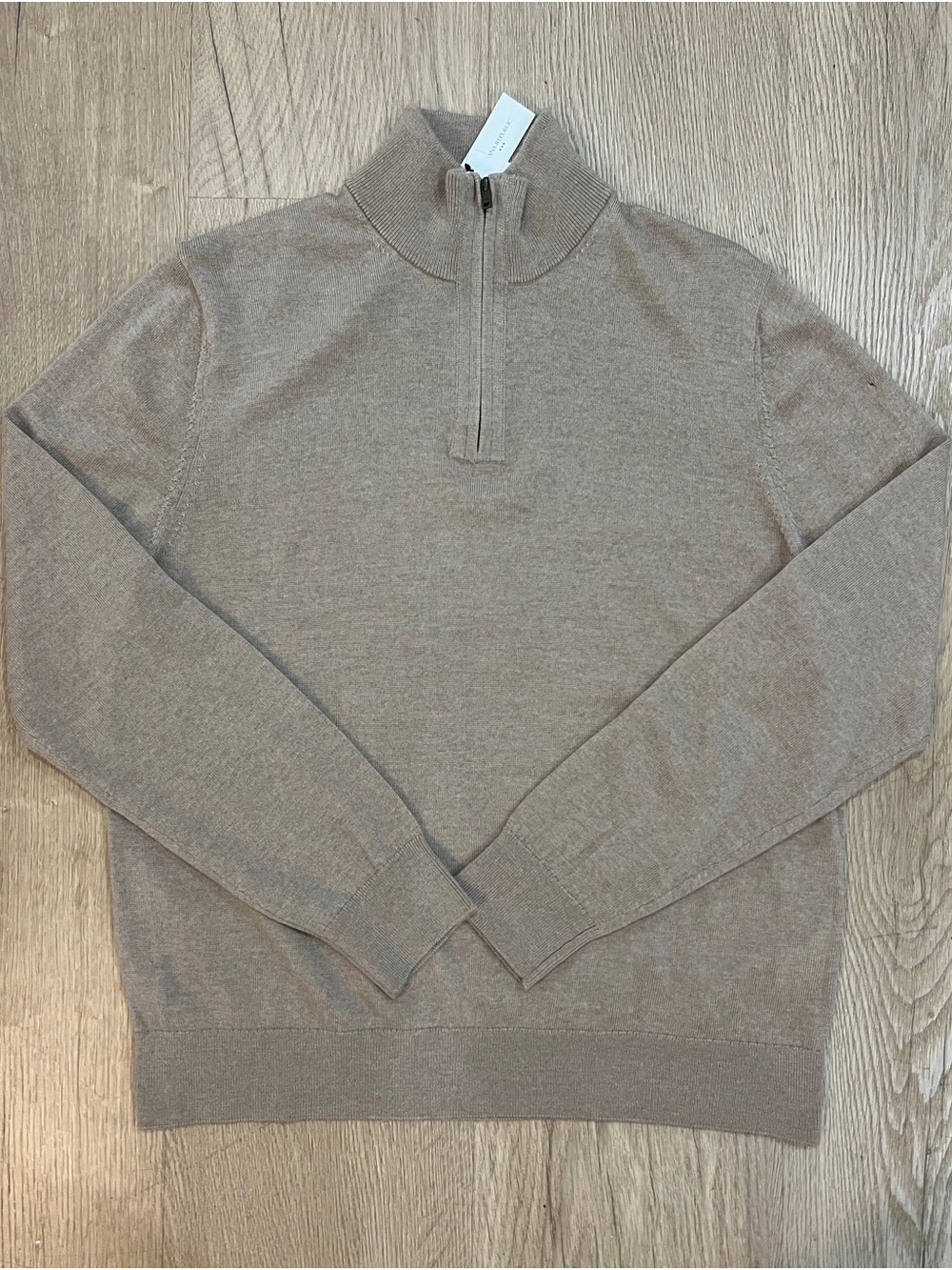 *READ* NWT Banana Republic Size L Men's 1/4 Zip Merino Wool Sweater Light Tan